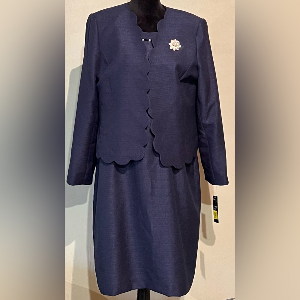 Preston and York Navy Scalloped Blazer Size 16 and Dress Size 18 Set